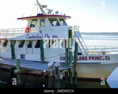 Cumberland Princess, utilisation du bateau pour les passagers en navette depuis et vers l'île Cumberland et la rue Marys, Géorgie, États-Unis. Banque D'Images