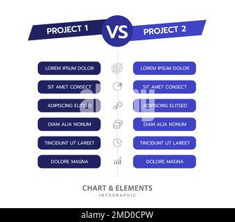 Modèle d'infographie pour les entreprises. Diagramme de comparaison des produits avec 6 discuter des sujets, infographie de vecteur de présentation. Illustration de Vecteur