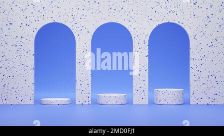 3D rendu bleu Terrazzo Podium minimal pour maquette, support cosmétique maquette Terrazzo arrière-plan Banque D'Images