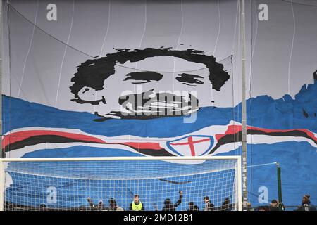 Genova, Italie. 22nd janvier 2023. Supporters (Sampdoria) pendant l'italien 'erie Un match entre Sampdoria 0-1 Udinese au stade Luigi Ferraris sur 22 janvier 2023 à Genova, Italie. Credit: Maurizio Borsari/AFLO/Alay Live News Banque D'Images