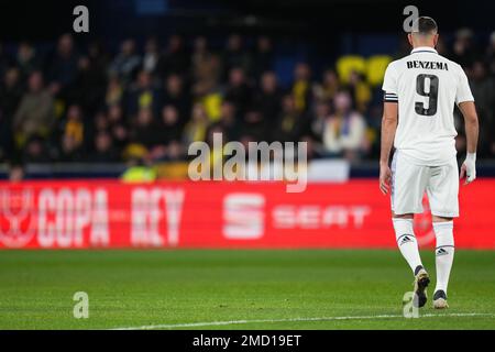 Karim Benzema du Real Madrid pendant le match de Copa del Rey, ronde de 16, entre Villarreal CF et Real Madrid joué au stade de la Ceramica sur 19 janvier 2022 à Villarreal, Espagne. (Photo de Colas Buera / PRESSIN) Banque D'Images