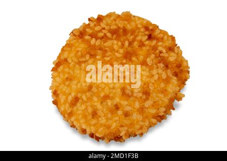 Hamburger pané de filet de poulet isolé sur blanc Banque D'Images