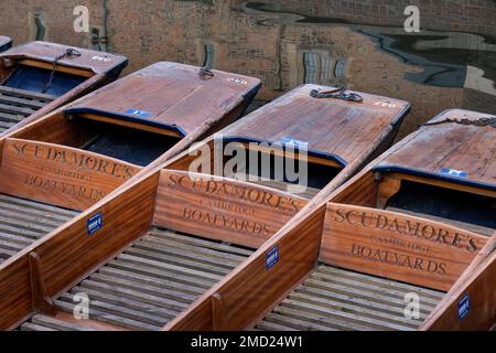 Punts traditionnels sur la rivière Cam, Cambridge, Cambridgeshire, Angleterre, Royaume-Uni Banque D'Images