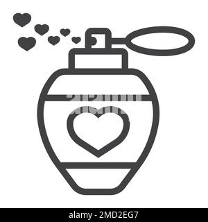 Parfum d'amour avec l'icône de la ligne de coeur, Saint Valentin et romantique, graphique vecteur de signe d'amour, un motif linéaire sur un fond blanc, eps 10. Illustration de Vecteur