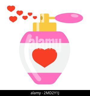 Parfum d'amour avec coeur plat icône, Saint Valentin et romantique, signe d'amour graphiques vectoriels, un motif coloré Uni sur un fond blanc, eps 10. Illustration de Vecteur