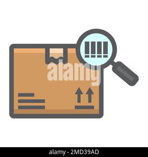 Suivi de colis rempli contour icône, logistique et livraison, trouver des graphiques de vecteur de signe de code-barres, un motif de ligne coloré sur un fond blanc, eps 10. Illustration de Vecteur