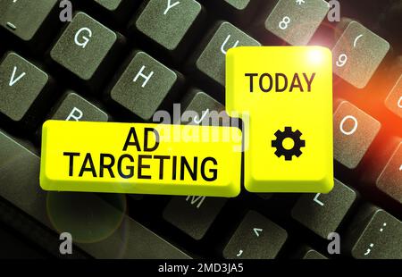Légende conceptuelle ciblage publicitaire. Le concept d'entreprise cible les publics les plus réceptifs avec certains traits Banque D'Images