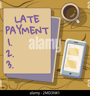 Écriture affichant le texte retard de paiement. Paiement de vitrine d'affaires effectué au prêteur après la date d'échéance Banque D'Images