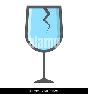 Icône de contour de symbole fragile, logistique et livraison, graphiques de vecteur de signe de soin, un motif de ligne coloré sur un fond blanc, eps 10. Illustration de Vecteur