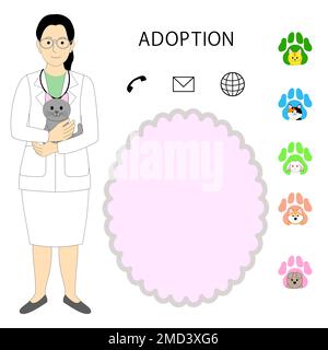 Femmes médecins, vétérinaires tenant un animal, adoption animale Banque D'Images