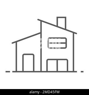 2 étages maison icône de ligne mince, immobilier et maison, maison signe graphique vectoriel, un motif linéaire sur un fond blanc, eps 10. Illustration de Vecteur