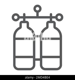 Icône de la ligne de réservoir d'oxygène, plongée et sous-marine, graphiques vectoriels de signe de réservoir de plongée, un motif linéaire sur un fond blanc, eps 10. Illustration de Vecteur