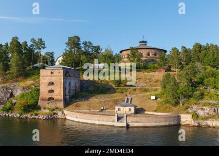 La forteresse Oskar-Fredriksborg est l'une des positions de défense de l'archipel de Stockholm, en Suède Banque D'Images