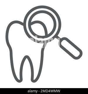 Icône de ligne de contrôle dentaire, stomatologie et dentaire, graphiques de vecteur de signe grossissant, un motif linéaire sur un fond blanc, eps 10. Illustration de Vecteur