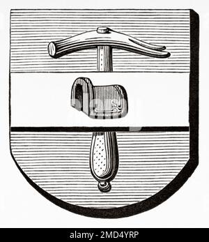 Bannière de la société Tonnerre Saddlers, France. Les arts du Moyen-âge et à la période de la Renaissance par Paul Lacroix, 1874 Banque D'Images
