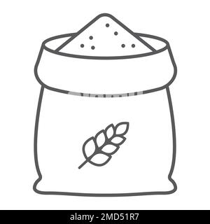 Sac de blé icône de ligne mince, agriculture et agriculture, graphique vectoriel de signe de sac de grain, un motif linéaire sur un fond blanc, eps 10. Illustration de Vecteur
