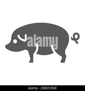 Icône de glyphe de porc, agriculture et agriculture, graphiques vectoriels de viande de porc, un motif solide sur fond blanc, eps 10. Illustration de Vecteur