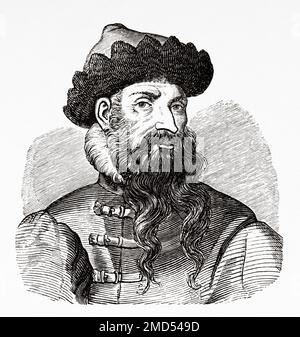 Portrait de Johann Gutenberg. Johannes Gensfleisch zur Laden zum Gutenberg (1400-1468) était un inventeur, imprimeur, éditeur et orfèvre allemand qui a introduit l'impression en Europe avec sa presse à imprimer mécanique de type mobile. Son travail a commencé la révolution de l'imprimerie en Europe et est considéré comme une étape importante du deuxième millénaire, inaugurant la période moderne de l'histoire humaine. Les arts du Moyen-âge et à la période de la Renaissance par Paul Lacroix, 1874 Banque D'Images