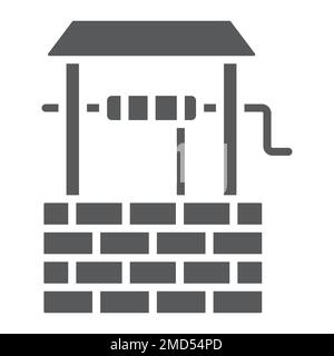 Icône de glyphe de puits d'eau, agriculture et agriculture, graphiques de vecteur de signe rural, un motif solide sur un fond blanc, eps 10. Illustration de Vecteur