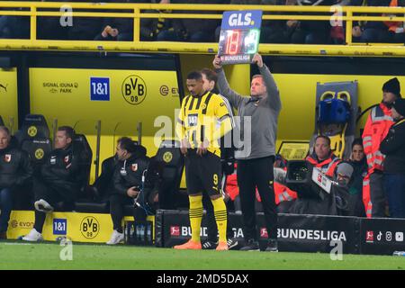 Sébastien HALLER (DO) vient, remplaçant, football 1st Bundesliga, 16th jour de match, Borussia Dortmund (DO) - FC Augsburg (A) 4: 3, sur 22 janvier 2023 à Dortmund/Allemagne. Banque D'Images