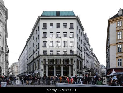 Vienne, Autriche, 2019 décembre : Looshaus à Michaelerplatz. Conçu par l'architecte autrichien Adolf Loos en 1909. Modernisme viennois. Banque D'Images