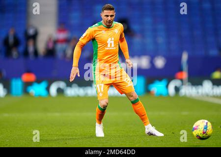 Joaquin Sanchez de Real Betis pendant le match de la Liga entre le RCD Espanyol et Real Betis a joué au stade RCDE sur 21 janvier 2023 à Barcelone, Espagne. (Photo de Sergio Ruiz / PRESSIN) Banque D'Images