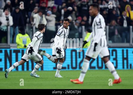 Turin, Italie. 22nd janvier 2023. Danilo Luiz da Silva de Juventus FC la série Un match entre Juventus FC et Atalanta BC au stade Allianz sur 22 janvier 2023 à Turin, Italie . Credit: Marco Canoniero / Alamy Live News Banque D'Images