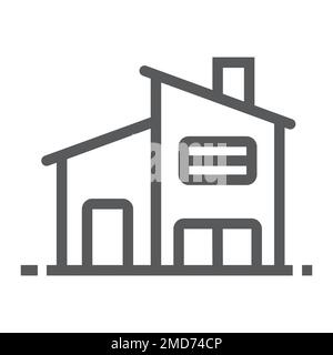 Icône de ligne de maison de deux étages, immobilier et maison, graphiques de vecteur de signe de maison, un motif linéaire sur un fond blanc, eps 10. Illustration de Vecteur