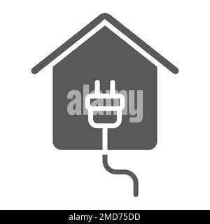 Electricity home glyphe icône, immobilier et maison, plug signe vector graphiques, un motif solide sur un fond blanc, eps 10. Illustration de Vecteur