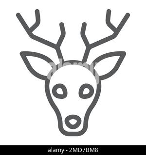 Icône de la ligne de cerf, animal et zoo, graphiques vectoriels de signe de cerf, un motif linéaire sur un fond blanc, eps 10. Illustration de Vecteur
