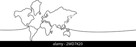 Silhouette de monde mise en plan continue à une ligne. Silhouette de terre continue illustration d'une ligne. Illustration linéaire minimaliste vectorielle. Illustration de Vecteur