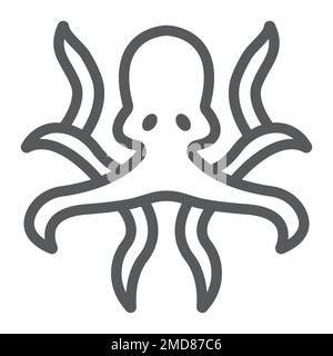 Icône de ligne d'octopus, animaux et sous-marins, graphiques de vecteur de signe aquatique, un motif linéaire sur un fond blanc, eps 10. Illustration de Vecteur
