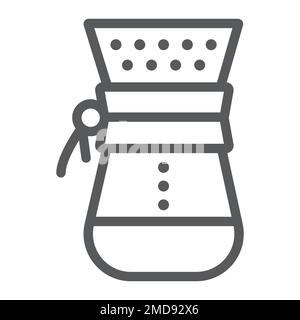 Icône de ligne de Chemex, café et café, graphiques vectoriels de signe de cafetière, un motif linéaire sur un fond blanc, eps 10. Illustration de Vecteur