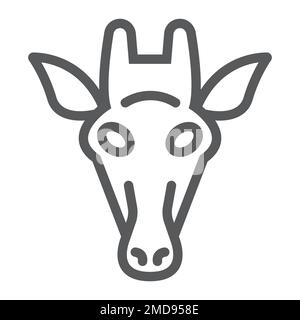 Icône de ligne de girafe, animal et zoo, graphiques de vecteur de signe de mammifère, un motif linéaire sur un fond blanc, eps 10. Illustration de Vecteur