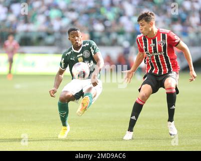 Sao Paulo, Brésil. 22nd févr. 2023. Endrick pendant un match entre Palmeiras et Sao Paulo à Allianz Parque à Sao Paulo, Brésil (Fernando Roberto/SPP) crédit: SPP Sport Press photo. /Alamy Live News Banque D'Images