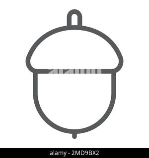 Icône de ligne d'Acorn, fruit et vitamine, signe de noix, graphiques vectoriels, un motif linéaire sur fond blanc, eps 10. Illustration de Vecteur