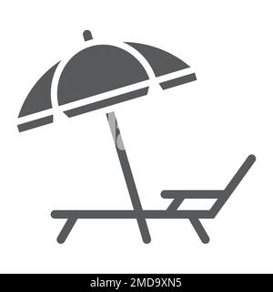 Parapluie et salon de soleil glyphe icône, Voyage et tourisme, terrasse avec parasol signe vector graphiques, un motif solide sur un fond blanc, eps 10. Illustration de Vecteur