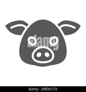 Icône de glyphe de porc, animal et zoo, graphiques de vecteur de signe de porc, un motif solide sur un fond blanc, eps 10. Illustration de Vecteur
