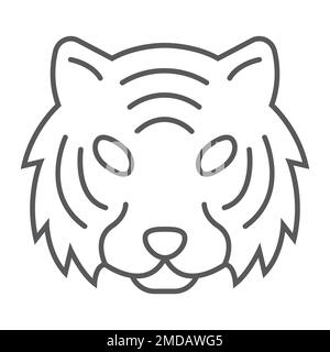Icône de ligne mince de tigre, animal et zoo, graphiques vectoriels de signe de chat, un motif linéaire sur un fond blanc, eps 10. Illustration de Vecteur
