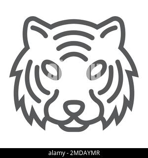 Icône de ligne de tigre, animal et zoo, graphiques vectoriels de signe de chat, un motif linéaire sur un fond blanc, eps 10. Illustration de Vecteur