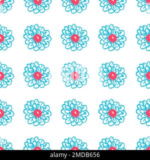 Motif fleuri sans coutures. Dessins d'enfants avec crayons de cire. Belles pâquerettes. Imprimé pour la conception de tissu, textile, tissu, papier peint, emballage Illustration de Vecteur