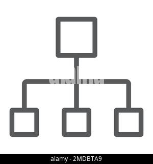 Icône de ligne d'organigramme, données et analyses, signe de diagramme, graphiques vectoriels, un motif linéaire sur fond blanc, eps 10. Illustration de Vecteur