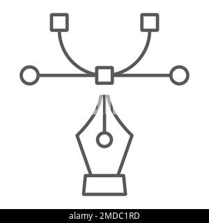 Outil de courbure icône de ligne mince, outils et conception, signe de courbe, graphiques vectoriels, une répétition linéaire sur un fond blanc, eps 10. Illustration de Vecteur