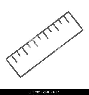 Outil de mesure icône de ligne mince, outils et conception, signe de règle, graphiques vectoriels, un motif linéaire sur un fond blanc, eps 10. Illustration de Vecteur