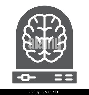 Icône de glyphe d'apprentissage machine, données et analyses, signe du cerveau, graphiques vectoriels, un motif Uni sur fond blanc, eps 10. Illustration de Vecteur