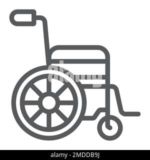 Icône de ligne de fauteuil roulant, médical et équipement, signe handicapé, graphiques vectoriels, un motif linéaire sur fond blanc, eps 10. Illustration de Vecteur