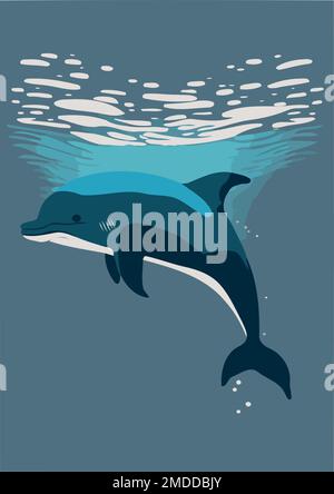 illustration de la plongée sous la mer d'un dauphin d'animal marin pour illustrer la journée mondiale de l'eau Illustration de Vecteur