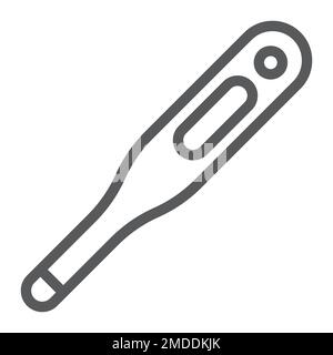 Icône de ligne de thermomètre numérique, médical et santé, signe de thermomètre médical, graphiques vectoriels, un motif linéaire sur fond blanc, eps 10. Illustration de Vecteur