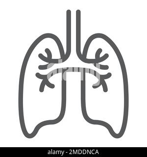 Icône de ligne de poumons, anatomie et biologie, signe de pulmonologie, graphiques vectoriels, un motif linéaire sur un fond blanc, eps 10. Illustration de Vecteur