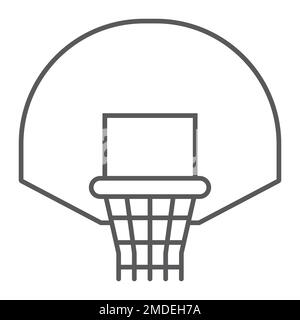 Basket-ball icône de ligne mince, jeu et sport, signe de panier, graphiques vectoriels, un motif linéaire sur un fond blanc, eps 10. Illustration de Vecteur